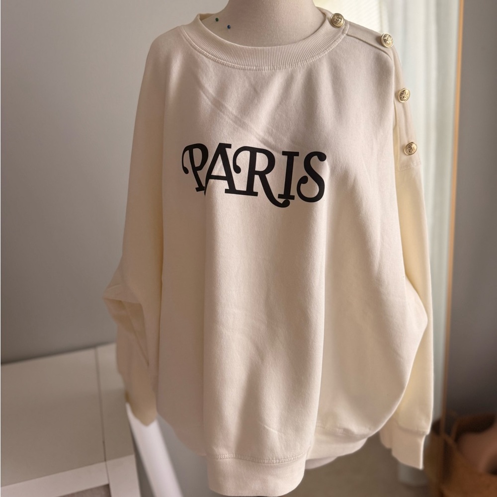 H&M Cream Paris Print Sweatshirt